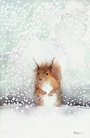 Little G Squirrel Art, 동화 삽화, Fox Squirrel, Deer Fawn, A Squirrel, Red Squirrel, Art Et Illustration, Winter Art, Arte Animal