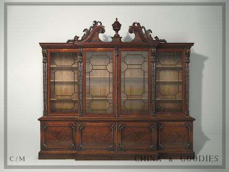 Second Life Marketplace - Chippendale Mahogany Breakfront Bookcase -C&G- Thomas Chippendale, Breakfront Bookcase, Being Used Quotes, Solid Doors, George Iii, Acanthus Leaf, Tea Table, Dining Chair Set, Second Life