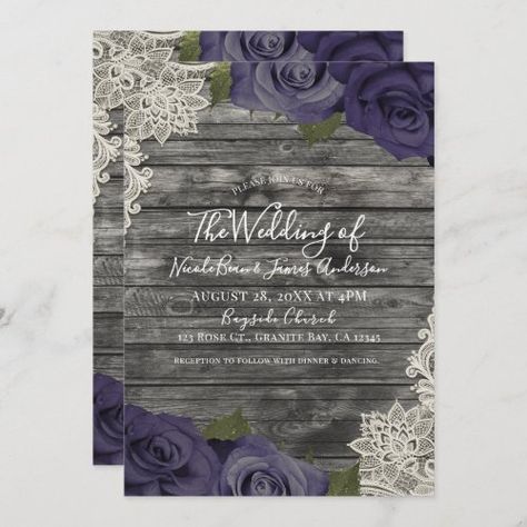 Black Lace Wedding, Elegant Farmhouse, Country Flowers, Plum Wedding, Purple Wedding Theme, Mauve Wedding, Rose Wedding Invitations, Dusty Rose Wedding, Purple Wedding Invitations