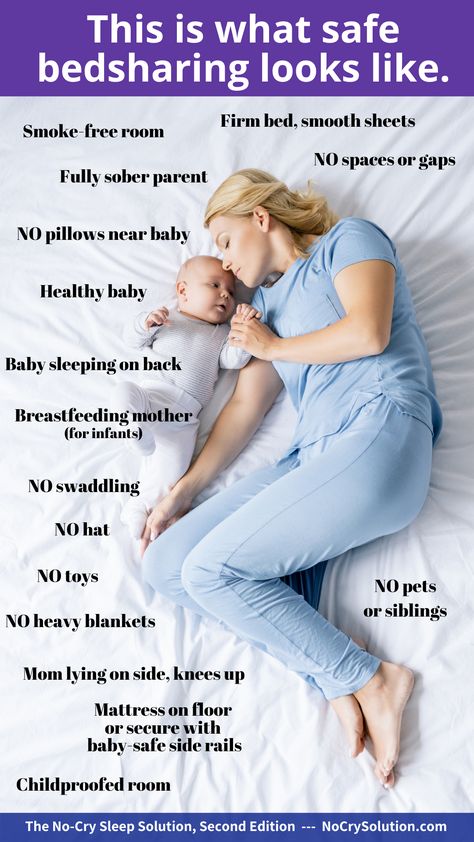 Many people bedshare with their babies – and they do it safely. It's important to know exactly what that means. This photo & my website provide this information. .  .  The No-Cry Sleep Solution  - Follow me for daily parenting tips  .  #askelizabethpantley #nocrysolution #gentleparenting  #attachmentparenting #babies  #gentleparent #naturalparenting #nocrysleepsolution #babysleep #sleepingthroughthenight #nosleeptraining #nocrysleepsolution  #babysleep #bedsharing #cosleeping #familybed Co Sleeping, Co-sleeping, Safe Co Sleeping, Sleep Training Baby, Sleep Solutions, Baby Care Tips, Toddler Sleep, Attachment Parenting, Baby Sleep Problems