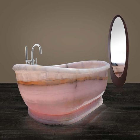 Rose Quartz Bathtub, Onyx Bathtub, Quartz Bathtub, Bathtub Aesthetic, Stone Tub, Quartz Bathroom, Marble Bathtub, Best Rose, Italian Home