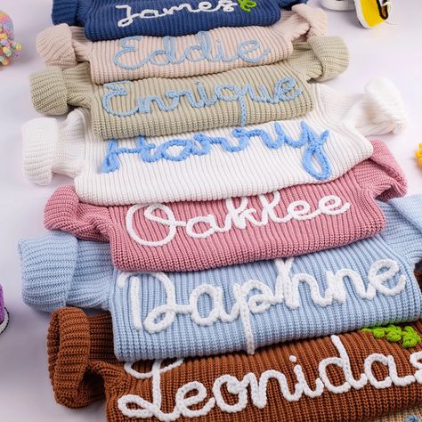 Custom Name Baby Sweaters Personalized Hand Embroidered Name Baby Sweaters Unique Baby Sweater Baby Boy Name Sweater, Baby Shower Gift - Etsy Name Sweater Baby, Hand Embroidered Name, Name Sweater, Baby Boy Name, Baby Jumper, Pull Bebe, Boy Name, Knit Baby Sweaters, Toddler Sweater