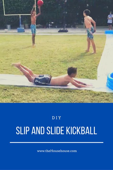 Kick Ball Slip And Slide, Kickball Slip And Slide, Water Kickball, Baseball Slip And Slide, Slip N Slide Baseball, Slip And Slide Baseball, Diy Slip And Slide, Slip And Slide Kickball, Summer Slip-resistant Slides For Outdoor Activities