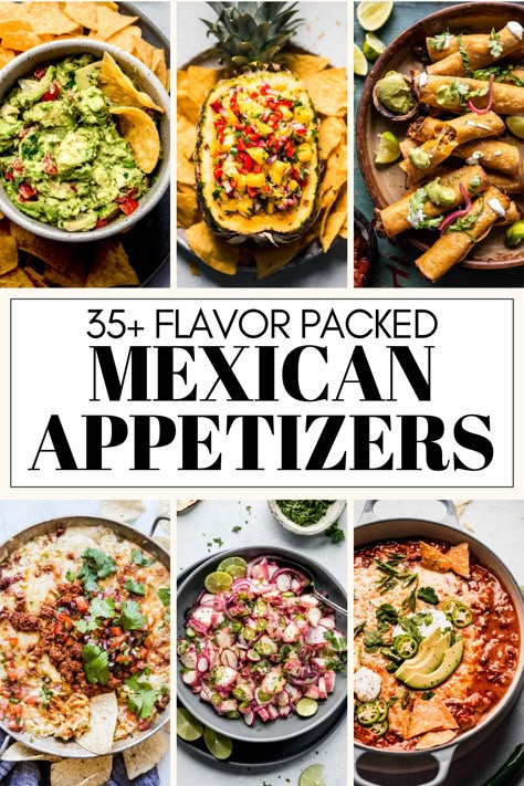 Mexican food is known for its bold flavors and vibrant colors, and its appetizers are no exception. From classic dishes like guacamole and chips to more unique creations like queso fundido and taquitos, there's something for everyone on this list of 35+ Mexican appetizers. Super Bowl Mexican Food Appetizers, Mexican Inspired Party Food, Latino Finger Foods, Mexican Game Day Food, Mexican Bites Appetizers, Fancy Mexican Appetizers, Dairy Free Mexican Appetizers, Traditional Mexican Appetizers, Tex Mex Recipes Appetizers