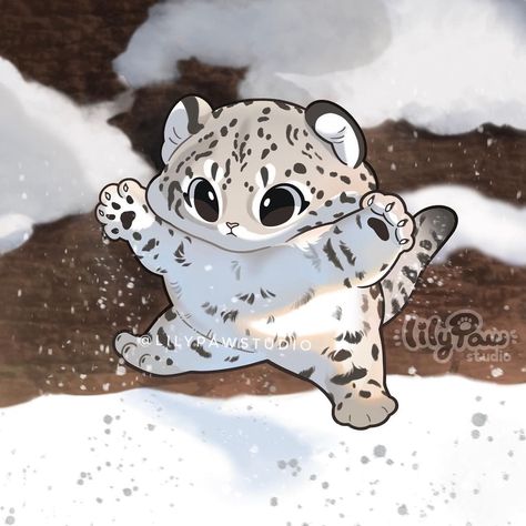 Snow Leopard Drawing, Snow Leopard Art, Baby Snow Leopard, Leopard Drawing, Leopard Art, Baby In Snow, Cute Animal Drawings Kawaii, Little Drawings, Cute Animals Images