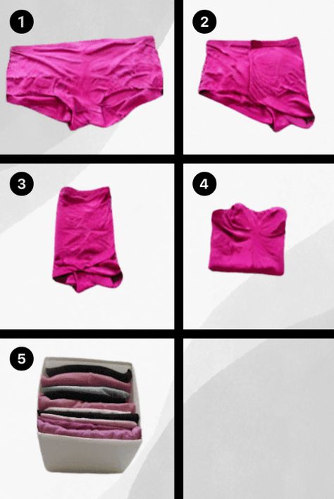 how to fold women panties via Imperfect Homemaking How To Fold Boxers, Sock Drawer Organization, Makeup Room Decor, Sock Drawer, Save Room, How To Fold, Organize Drawers, Makeup Room, How To Organize