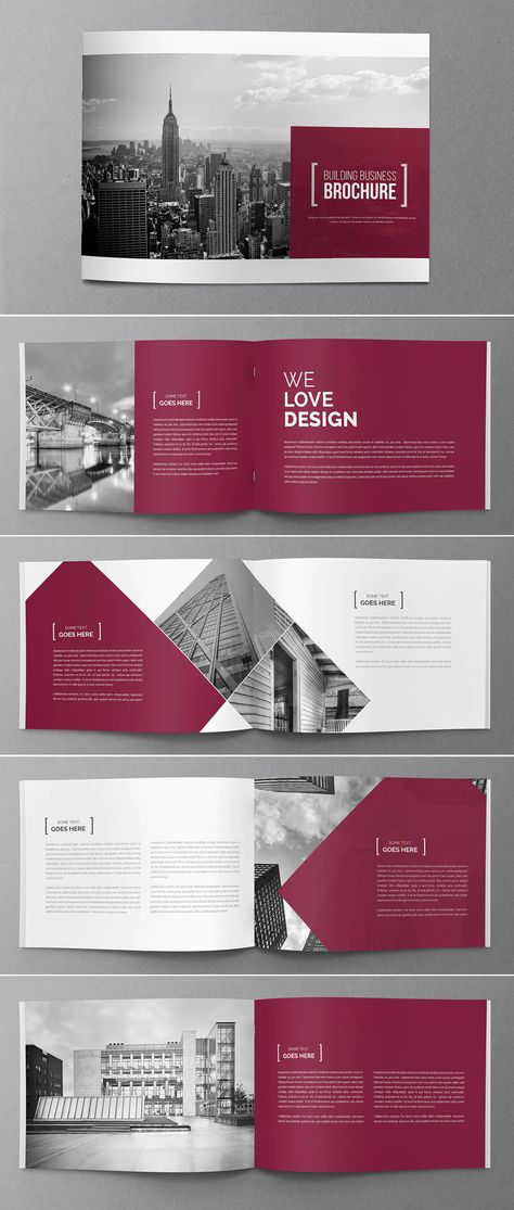 Architecture Business Brochure Design InDesign INDD. 12 Pages Graphic Design Layouts Brochure, School Catalog Design, Horizontal Page Layout Design, Residential Brochure Design, Building Catalog Design, Minimalist Brochure Design Inspiration, Architecture Brochure Design Layout, Property Brochure Design Layout, Horizontal Brochure Design