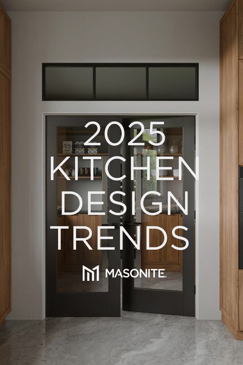 A pair of black French doors open to a luxury pantry in a brutalist kitchen with oak cabinets and stone floors Kitchen 2025 Design Trends, Galey Alix Design Kitchen, Kitchen Design 2025 Trends, 2024 Kitchen Floor Trends, Best Kitchen Designs 2024, Modern Luxury Kitchen 2024, Kitchen Ideas 2025 Trends, Modern Kitchens 2024 Trends, Contemporary Classic Kitchen