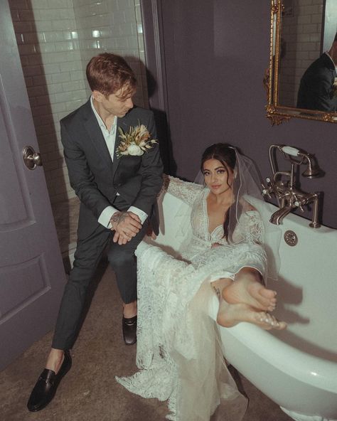 Let's get funky on your wedding day! I saw this bathtub in T & C's room and knew I had to get them in it! 💦🛁 . . #coloradophotography… | Instagram Bath Couple Photoshoot, Couple Bathtub, Hotel Bathtub Photoshoot, Bathtub Photoshoot, Couple Bathtub Aesthetic, Couple Chic, Couples Bathtub, Bathtub Aesthetic, Colorado Photography