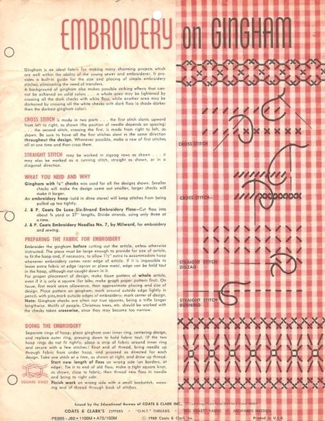 Chicken Scratch Patterns, Gingham Embroidery, Chicken Scratch Embroidery, Lazy Daisy Stitch, Mini Album Tutorial, Chicken Scratch, Embroidery Patterns Vintage, Gingham Fabric, Rick Rack