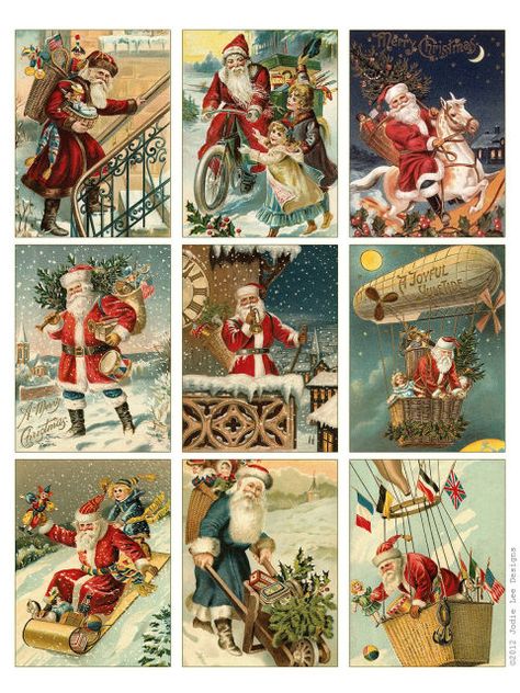 These printables are hopelessly adorable—and you can print them right now! Vintage Santa Christmas Cards, Images Noêl Vintages, Santa Christmas Cards, Christmas Tags Printable, Christmas Artwork, Christmas Giveaways, Vintage Christmas Images, Christmas Graphics, Free Christmas Printables