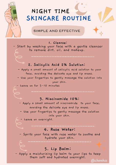 Night time skincare routine using simple and effective products Drugstore Anti Aging Products, Salicylic Acid Benefits, Night Time Skincare Routine, The Ordinary Salicylic Acid, Evening Skincare Routine, Retinol Skincare, The Ordinary Lactic Acid, Korean Skin Care Secrets, Skincare For Oily Skin