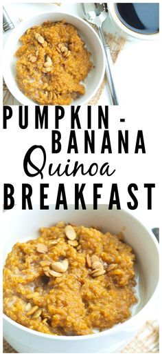 Pumpkin Banana Quinoa Breakfast--an easy, delicious, and healthy creamy quinoa breakfast bowl that is a perfect fall recipe! Low Carb Vegan Breakfast, Creamy Quinoa, Banana Quinoa, Fall Recipes Breakfast, Pumpkin Quinoa, Quinoa Breakfast Bowl, Quinoa Breakfast, Banana Breakfast, Pumpkin Banana