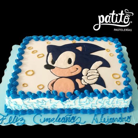 Sonic Sheet Cake Ideas, Sonic The Hedgehog Sheet Cake, Sonic Sheet Cake, Sonic Birthday Cake Ideas, Pastel Sonic, Full Sheet Cake, Sonic Birthday Cake, Bolo Sonic, Sonic Cake