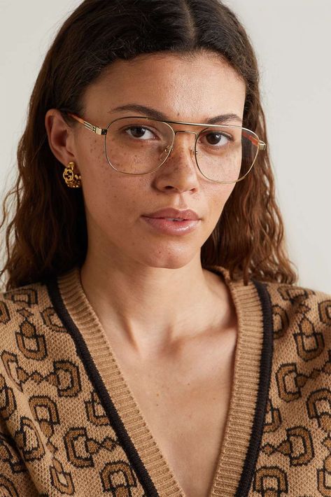 Optical Glasses Women 2023, Chic Eyeglasses For Women, Gucci Glasses Eyeglasses, Aviator Glasses For Women, Glasses 70s, Optical Glasses Women, Gold Aviator Glasses, 70s Glasses, Glasses Inspo