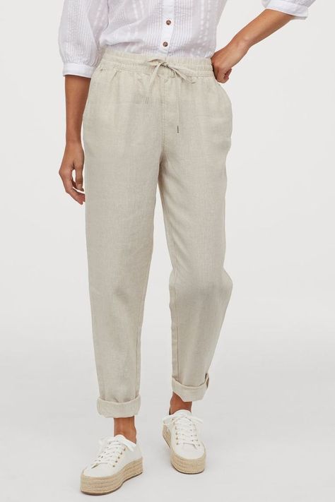 28 Smart But Comfy Trousers If You're Tired of Joggers | Who What Wear UK Neutral Wardrobe, White Oxford Shirt, Linen Joggers, Tapered Joggers, Jogging Bottoms, Linen Trousers, Knitted Tank Top, High Waisted Trousers, Trouser Pants