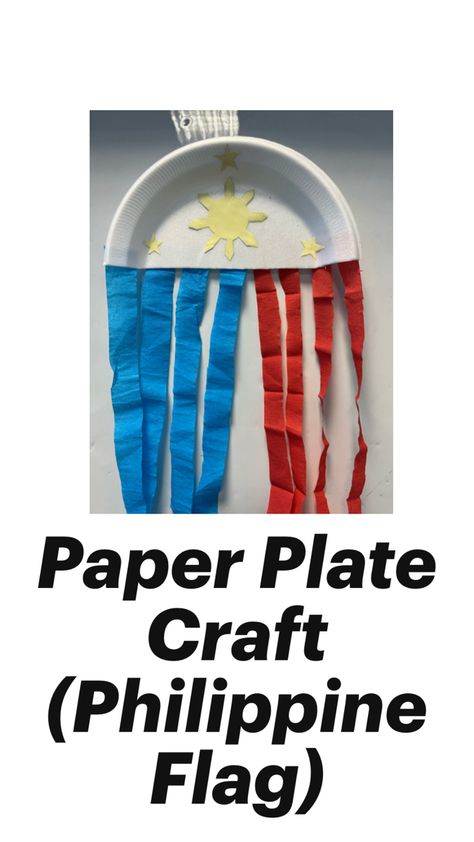 Independence Day Craft Idea. Made of Paper Plate and Crepe Paper. Flag Crafts, Crepe Paper, Paper Plate, Paper Plates, Paper Crafts Diy, Independence Day, Paper Crafts, Flag