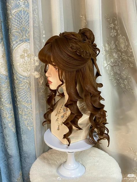 Victorian Hair Aesthetic, Elegant Female Hairstyles, Villainess Hairstyle, Long Elegant Hair, Victorian Wedding Hairstyles, Royale Hairstyle, Victorian Hairstyles Drawing, 1800s Hairstyles Victorian, Fancy Hairstyles With Bangs