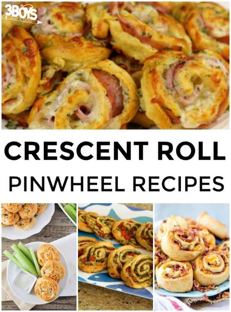 Pinwheel Recipes from Crescent Rolls - 3 Boys and a Dog Crescent Roll Snacks, Crescent Roll Recipes Appetizers, Pillsbury Crescent Recipes, Easy Crescent Roll Recipes, Pillsbury Crescent Roll Recipes, Crescent Roll Recipes Dinner, Recipes Using Crescent Rolls, Crescent Roll Appetizers, Crescent Roll Breakfast Recipes