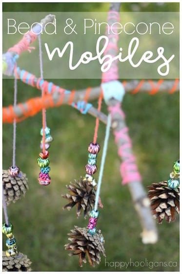 Beautiful Pinecone Mobiles for Kids to Make - Happy Hooligans Kids Crafts Toddlers, Thanksgiving Games For Adults, Thanksgiving Activities Preschool, Mobiles For Kids, Thanksgiving Games For Kids, Mobile Craft, Thanksgiving Crafts Preschool, Happy Hooligans, Christmas Crafts For Toddlers