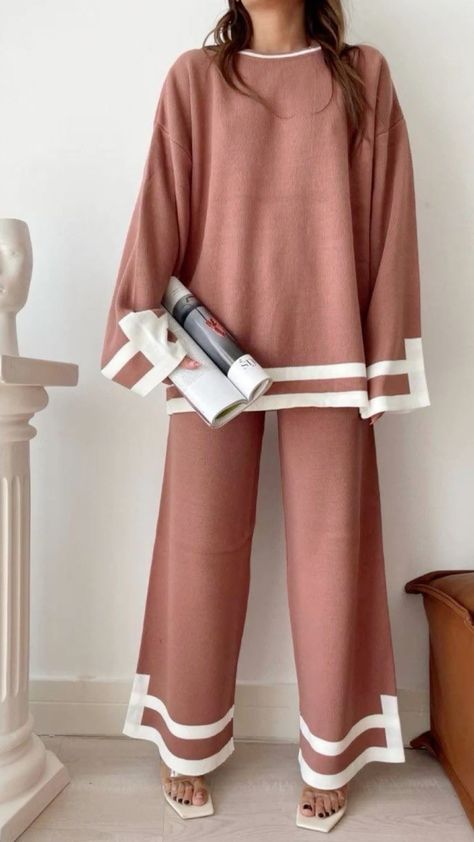 Fashion: #fashion, #style, #outfitinspiration, Winter Cordset Design, Cords Sets For Women, Winter Cord Set Outfit Women, Coord Sets For Women, Pants With Top, Printed Tshirt Outfit, Magical Childhood, Co Ords Outfits, Stylish Kurtis Design