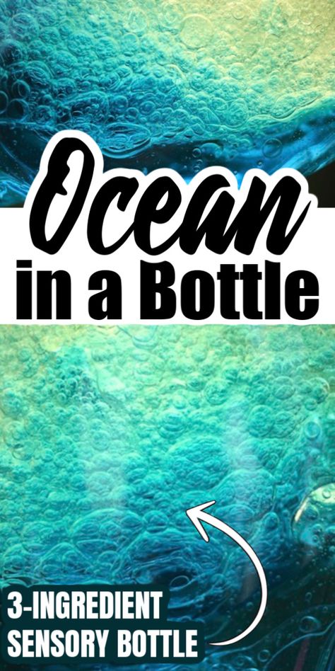 Ocean In A Bottle, Calm Down Bottle, Sensory Bottle, Happy Hooligans, Kitchen Ingredients, Ocean Activities, Sensory Activity, Sensory Bottles, Ocean Crafts