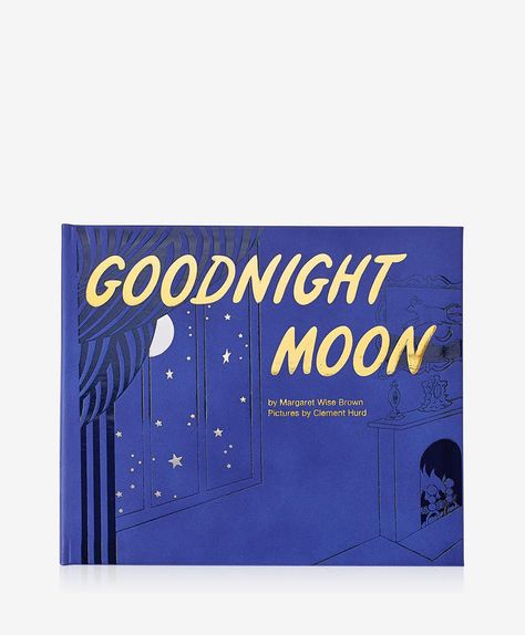 GiGi New York Goodnight Moon, Genuine Leather. A classic children's book bound in leather to last a lifetime. In a great green room, tucked away in bed, is a little bunny. "Goodnight room, goodnight moon." And to all the familiar things in the softly lit room--to the picture of the three little bears sitting on chairs, to the clocks and his socks, to the mittens and the kittens, to everything one by one--the little bunny says goodnight. Goodnight Moon Book, Bears Sitting, Margaret Wise Brown, Goodnight Moon, Moon Book, Classic Childrens Books, Moon Graphic, Heirloom Gifts, Leather Bound Books