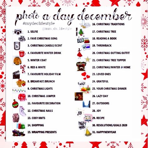 25 Days Of Christmas Photo Challenge, December List Challenge, 25 Days Of Christmas Picture Ideas, December Picture Challenge, December Photo Challenge 2023, December Photo A Day Challenge, Christmas Photo Challenge 25 Days Of, 30 Day December Challenge, Christmas Picture Challenge