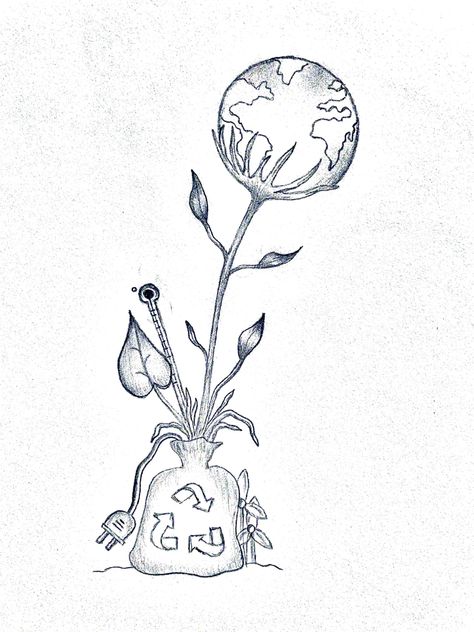 #earth #globe #plants #nature #recycling #global #warming #sustainable #sustainability #art #myart #pencil #pencildrawing #pencilart #pencilsketch #drawing #world #energy Eco Friendly Drawing Ideas, Nature Theme Drawing Ideas, Sustainability Drawing Ideas, Save Earth Sketch, Aesthetic Earth Drawing, Environment Art Drawing, Drawing For Environment Day, Climet Changes Art, Biology Art Draw