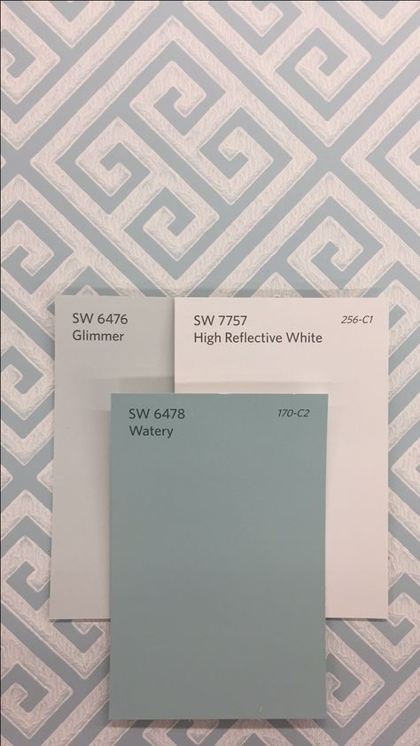 Sw Glimmer Paint, Sw Tidewater Bedroom, Sw Watery Paint, Sw Glimmer, Sherwin Williams Glimmer, Sw Watery, Watery Sherwin Williams, High Reflective White, Meet Me In Montauk