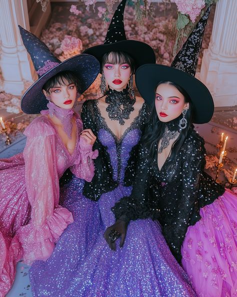 Sparkly Witch Craft 🧙🏻‍♀️✨💖 Celestial Witch Costume, Witch Costume Aesthetic, Costume Aesthetic, Retro Witch, Celestial Witch, Halloween Photography, Halloween Zombie, Witch Craft, Pose References