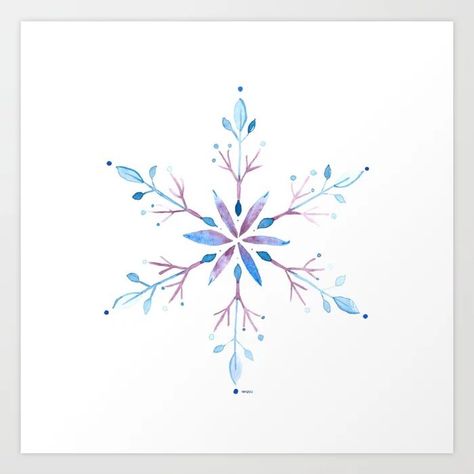 Xmas Watercolor, Snowflake Tattoo, Watercolor Snowflake, Winter Tattoo, Watercolor Christmas Cards Diy, Snowflake Art, Snow Flake Tattoo, Snowflakes Drawing, Snowflakes Art