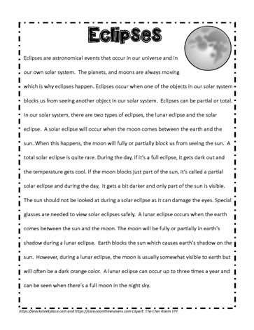 About Eclipses Solar Eclipse Worksheets, Solar System Worksheets, Solar Eclipse Activity, Solar System Activities, Solar And Lunar Eclipse, Ngss Science, Montessori Teaching, Language Arts Worksheets, About Earth