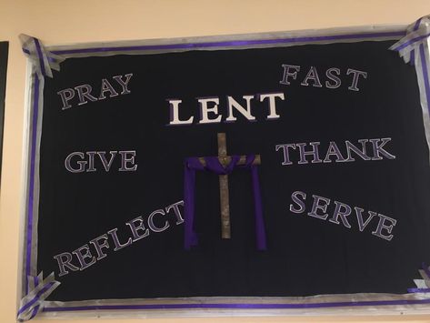 Lent Bulletin Board Easter Church Lent Bulletin Board Ideas Catholic, Lent Bulletin Boards, Lent Bulletin Board Ideas, Fall Sunday School Bulletin Boards, Easter Church Bulletin Boards, Catholic Bulletin Boards, Religious Bulletin Boards, Bible Bulletin Boards, Easter Bulletin Boards