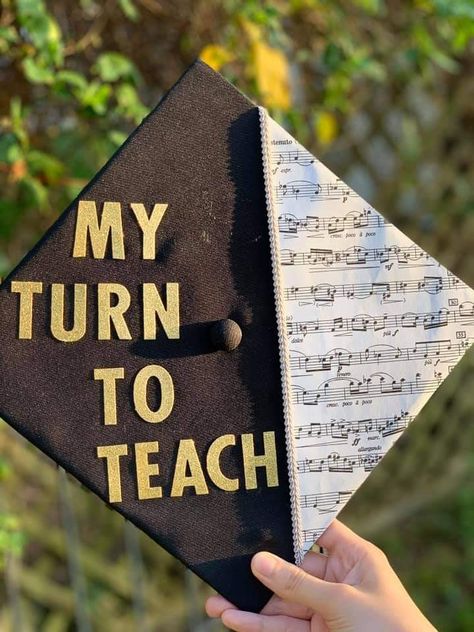 Music Graduation Cap Ideas, Music Education Graduation Cap, Music Teacher Graduation Cap, Band Graduation Cap, Music Grad Cap, Graduation Cap Designs Music, Music Graduation Cap, Graduation Cap Decoration Teacher, Education Graduation Cap