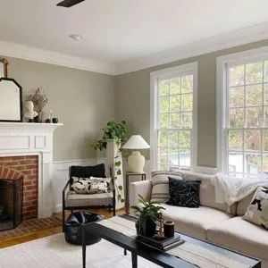 Photo of color Sherwin Williams SW 9517 Outrigger Benjamin Moore Tree Moss, Farrow And Ball Hardwick White, Modern Victorian Bedroom, Hardwick White, Slaked Lime, Moody Home Decor, Warm Paint Colors, Choosing Paint, Sherwin Williams Colors