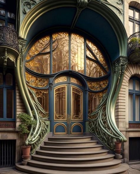 Dollhouse Exterior, Dragon Palace, Entryway Door, Vintage Doors, Art Nouveau Architecture, Art Deco Posters, Architecture Exterior, Unique Doors, Beautiful Doors