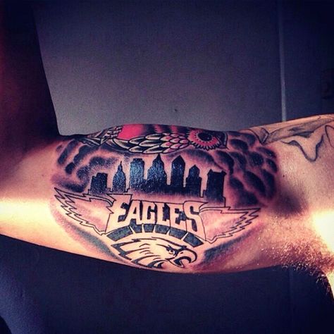 Eagles Tattoo Philadelphia, Nfl Tattoo, Eagles Tattoo, Philadelphia Eagles Baby, Eagle Wing Tattoos, Inside Of Arm Tattoo, Eagles Gear, Philly Eagles, Ink Therapy