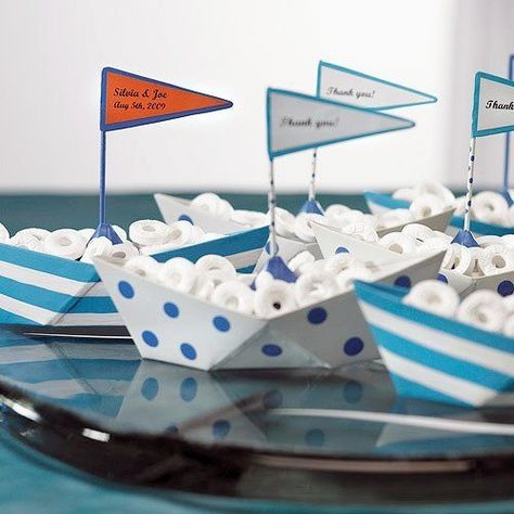 boat loads of food for a nautical boys party Nautical Wedding Favors, Blue Wedding Favors, Summer Wedding Favors, Boy Baby Shower Ideas, Nautical Wedding Theme, Sea Baby Shower, Nautical Party, Nautical Baby Shower, Beach Wedding Favors