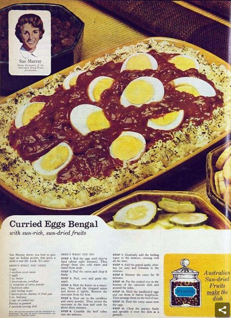 Bengal Recipe, Curried Eggs, Strange Food, Kitchen Ipad, Ugly Food, Red Stuff, Food Combinations, Gross Food, Retro Food