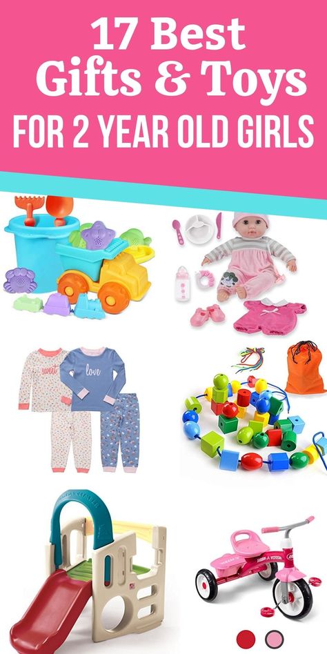 Save time and find the right gift for your 2 year old baby girl using this free guide. It includes toys and non-toy gifts that will delight your little one. Be it Birthdays or Christmas, you will find some of the best baby gifts in this list. Gifts for 2 year olds |Gift for kids that aren’t toys| Gifts for Baby Girl | Gifts for Baby | Gift Ideas| The Best Gift Ever | Big Christmas Gifts, Best Toddler Gifts, Non Toy Gifts, Best Baby Gifts, Toy Gifts, Christmas Gifts For Boys, Best Toys, Cool Gifts For Kids, Old Christmas