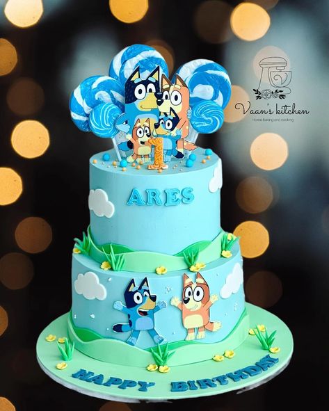 Bluey Birthday Cake 💙. #birthdqaycakes #cupcakes #buttercreamcakes #fondantcakes #customcakes #handmadetopper #cakedecor #cakedesign #sydneycake #sydneycakes #vaanskitchen #spongecake #blueycake #blueycakes #blueycakeforboys Bluey Birthday Cake, Bingo Cake, Blue Birthday Cakes, Duck Cake, 2nd Birthday Party For Boys, Bluey Birthday, Boy Birthday Cake, 6th Birthday Parties, Cakes For Boys