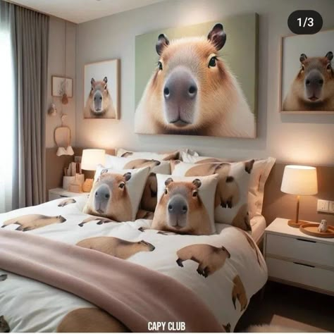 Capybara Room Decor, Capybara Pet, Amazing Bedroom Designs, Easy Crochet Animals, Toddler Girl Room, Paper Animals, Cute Animals Images, Cute Horses, Silly Animals