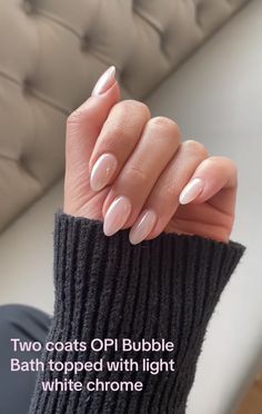 French Tip Nails Minimalist, Wedding Glazed Nails, Bridal Nails Neutral, Neutral Dipped Nails Ideas, Neutral Rounded Nails, French Tip Nails Funny Bunny, Bubble Bath And White Chrome, Bridal Gel Manicure, White Bubble Bath Nails