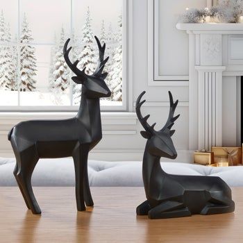 Holiday Black Modern Deer, Set of 2 Black Deer, 2024 Inspiration, Fox Christmas, Mint And Navy, Plum Purple, Credit Card Offers, Christmas 2024, Inspiration Board, Christmas Colors