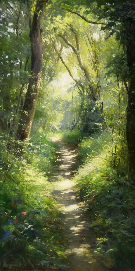 Forest Pathway Drawing, Pathway Drawing, Forest Path Painting, Woodland Path, 숲 사진, Watercolor Art Landscape, Forest Scenery, Forest Pictures, Woodland Scene