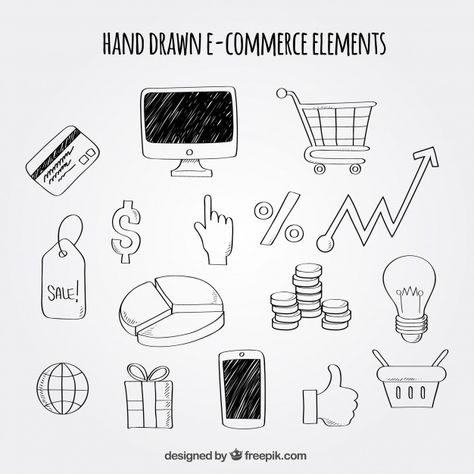 Hand drawn pack of e-commerce elements F... | Free Vector #Freepik #freevector #business #sale #label #card Vector Hand, Art Sketches, E Commerce, Premium Vector, Graphic Resources, Hand Drawn, Vector Free, How To Draw Hands