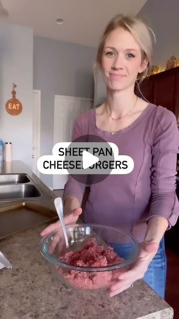 Andrea on Instagram: "✨Onion and Garlic Sheet Pan Slider Burgers✨

1. Take 1 1/2 pounds ground beef and mix in 1 envelope onion soup mix, salt, pepper, burger seasoning, 2 TBSP worshire sauce, and 1 TBSP liquid smoke.
2. Flatten your meat mixture into a cooking sheet. 
3. Bake at 400 degrees for 10 minutes.
4. Take out and drain the fat.
5. Chop and onion and put around your meat and return to the oven for another 10 minutes.
6. Take out and put your onions on top and then top with cheese. Put back in oven until cheese is melted. Just a couple minutes. Take back out and add French fried onions. Return to oven for a few minutes.
7. Take out and take a couple spatulas and place your meat on your buns(just one in one giant patty). I used kings Hawaiian slider buns. The 12 pack it fits the mea Pan Fried Burgers Ground Beef, Sheet Pan Burgers In Oven, Sheet Pan Slider Burgers, Sheet Pan Burgers, Sheet Pan Sliders, Slider Burgers, Kings Hawaiian Sliders, Burger Instagram, Pan Burgers