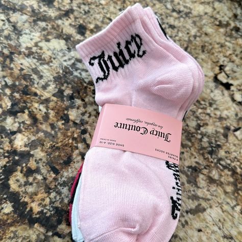 Juicy Couture Accessories | Nwt Juicy Couture Quarter Socks | Color: Pink/White | Size: Os Juicy Couture Aesthetic, Juicy Couture Boots, Mcbling Fashion, Womens Knee High Socks, Soft Boots, Quarter Socks, Barbie Makeup, Juicy Couture Accessories, Couture Accessories