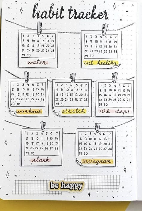 Diy Habit Tracker, Bujo Habit Tracker, Bullet Journal Yearly, Tracker Bullet Journal, Bullet Journal Work, March Bullet Journal, February Bullet Journal, January Bullet Journal, Bullet Journal Ideas Templates